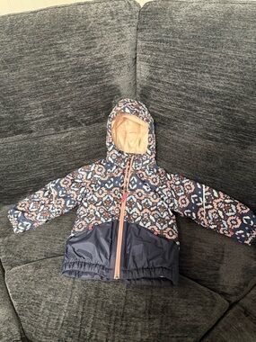 Patagonia Navy & Pink Geo-Print Hooded Coat - Toddler